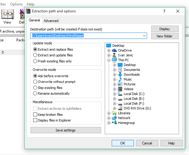 Hvordan lage og pakke ut RAR-filer i Windows 10
