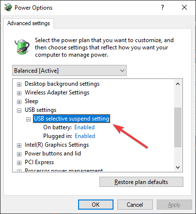 Как отключить выборочную приостановку USB в Windows 10
