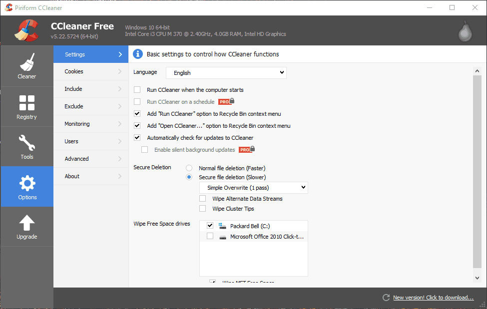Cómo detener las alertas de CCleaner en Windows 10
