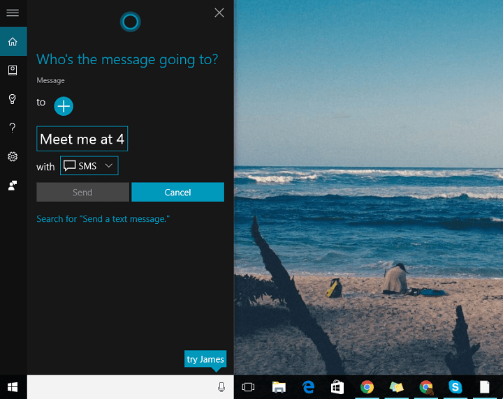 Envie e receba mensagens de texto SMS com a Cortana no Windows 10