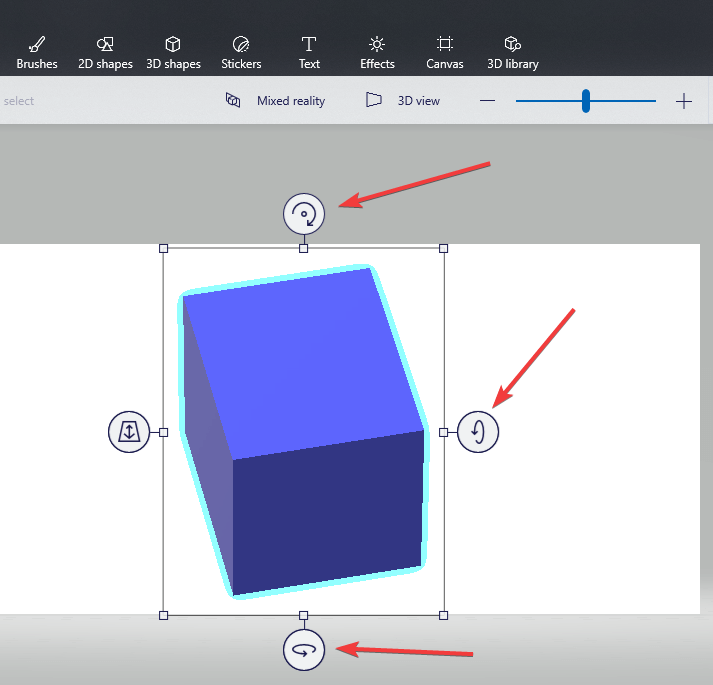 Hvordan rotere utsikten inne i Paint 3D