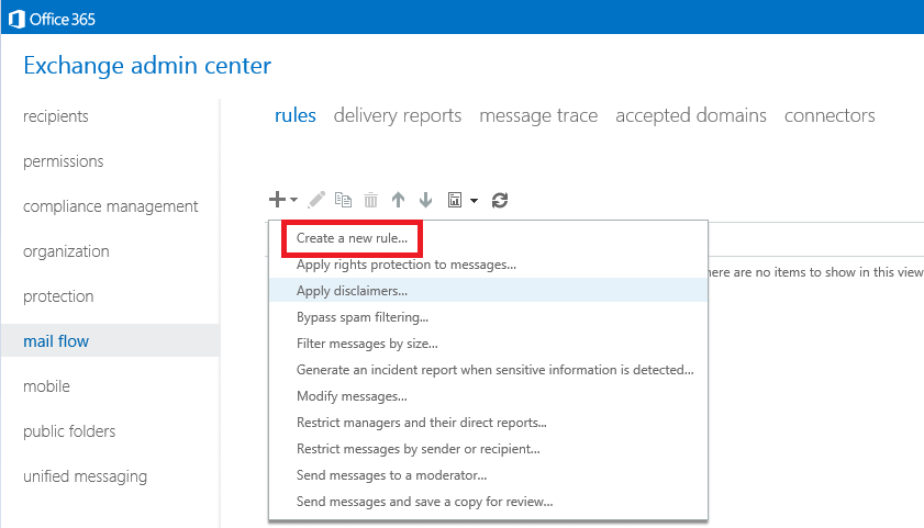 Настройка правил потока обработки почты для внешних сообщений электронной почты в Office