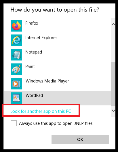 Jnlp как запустить windows 10