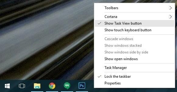 Ocultar Pesquisa e Visualização de Tarefas na Barra de Tarefas do Windows 10
