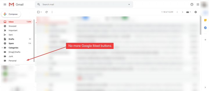 Як приховати кнопки Google Meet від Gmail