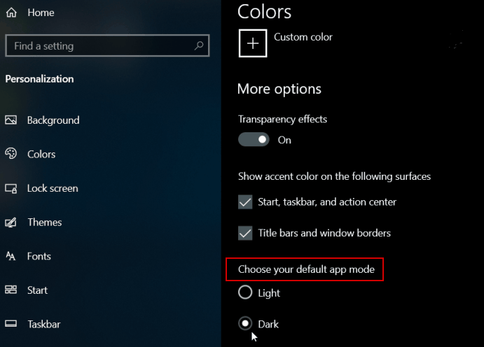 Cómo habilitar el tema oscuro en el Explorador de archivos en Windows 10