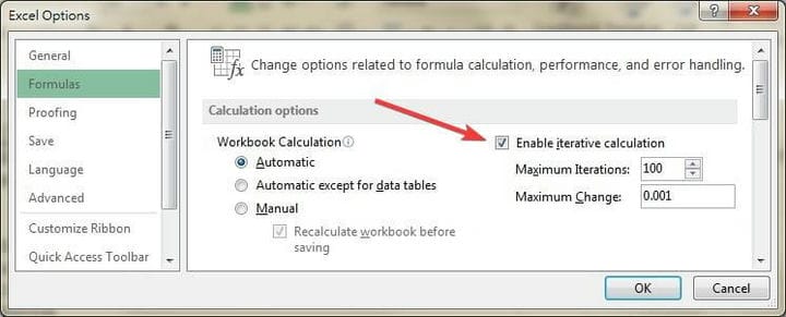 Come correggere un riferimento circolare in Microsoft Excel
