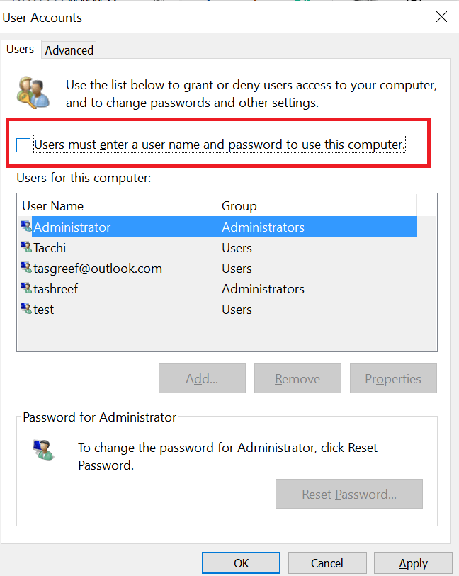 Två sätt att aktivera automatisk inloggning i Windows 10