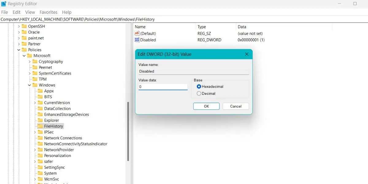 Как включить или отключить историю файлов в Windows